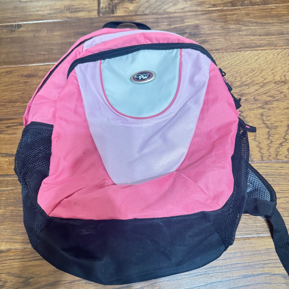 California Pak Pink Black Backpack Air Flow System School‎ Travel Bag. DEADSTOCK